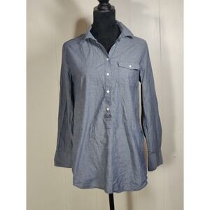 J. Crew‎ Chambray Tunic Shirt Blue Long Sleeve Button Up utility pullover